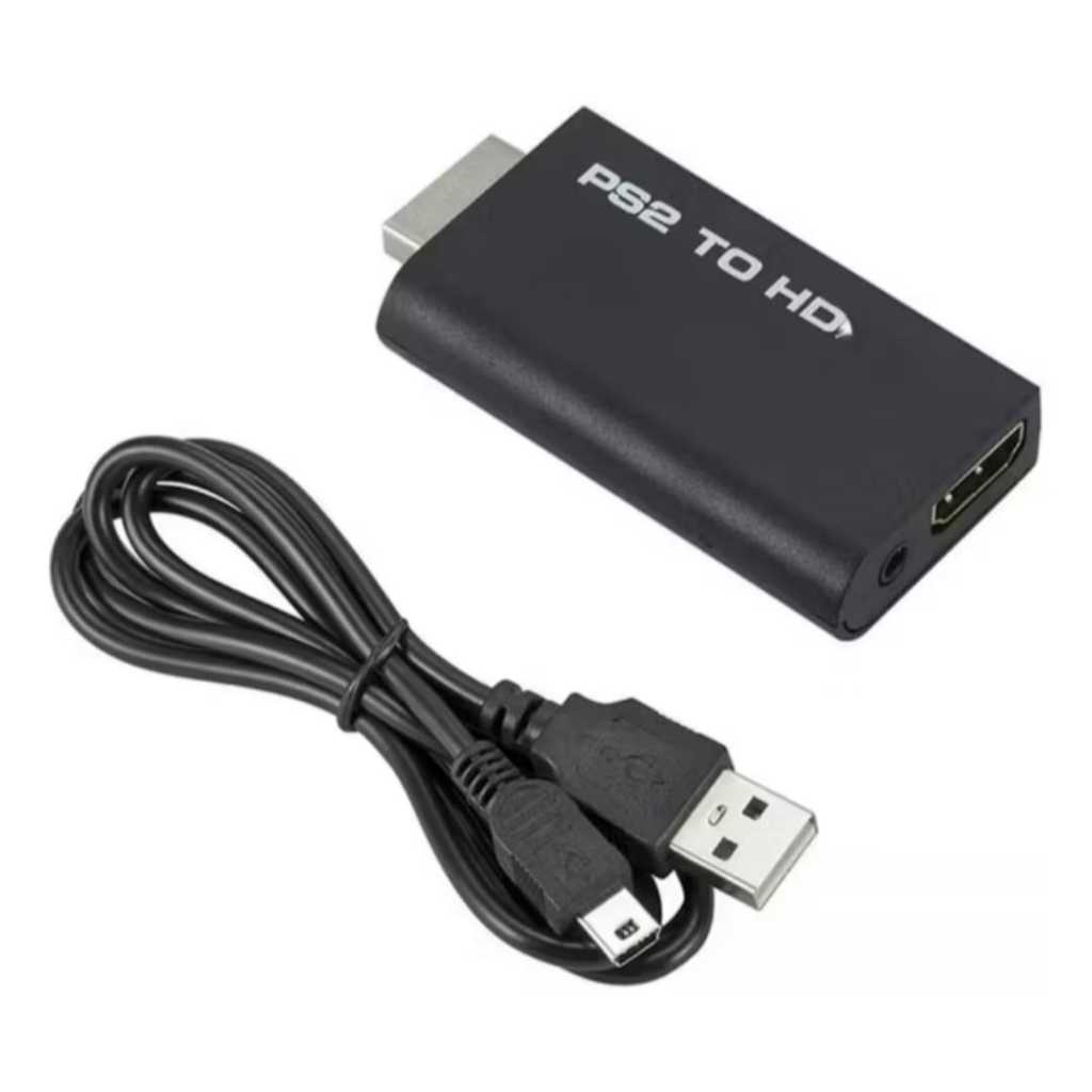 Super Kit Acessorios PS2 , HDMI , 2 Controles S/fio, Pendrive 32GB 10 Jogos + Memoricard OPL
