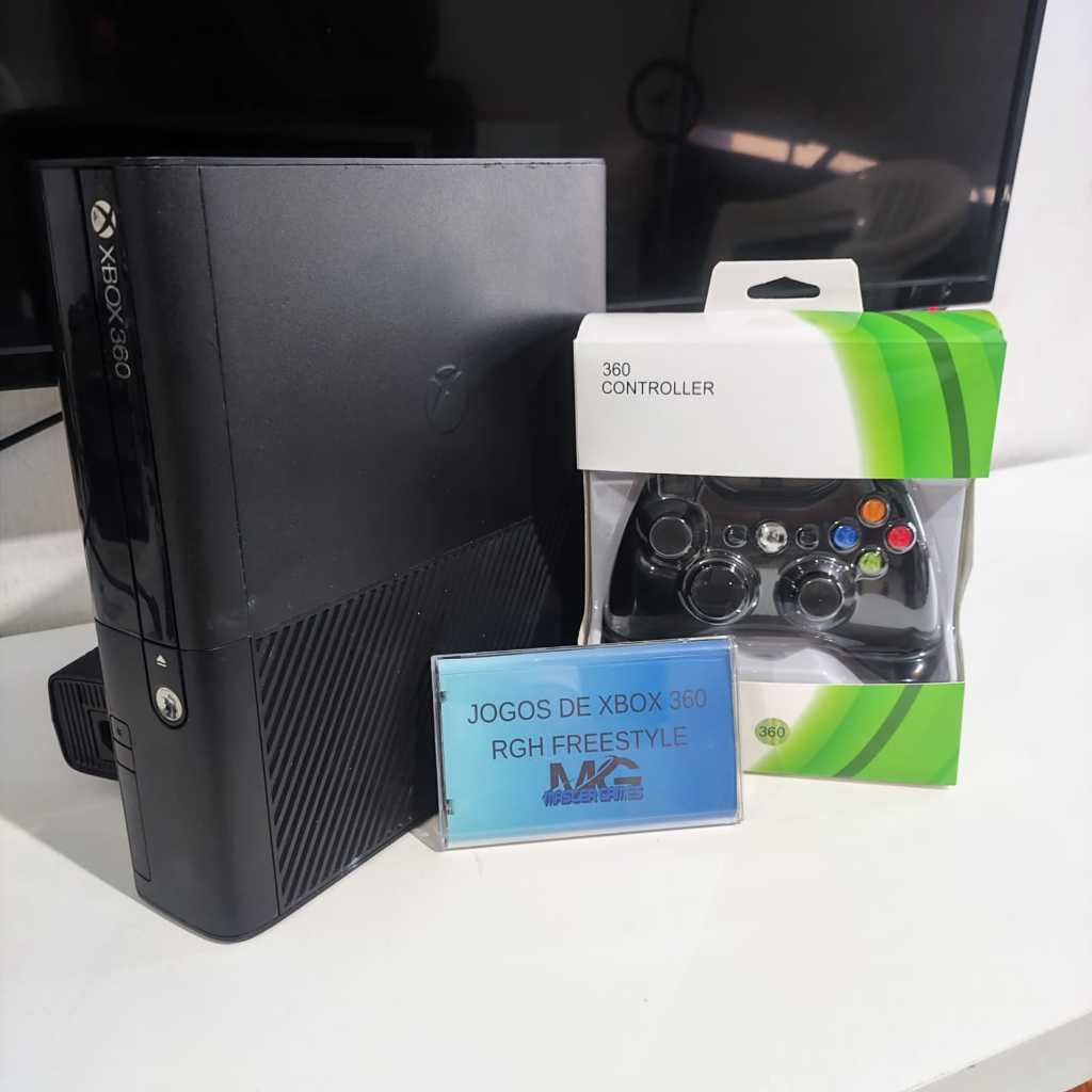 XBOX 360 SUPER SLIM , 500GB COM 75 JOGOS DESTRAVE EXPLOIT SÓ LIGA E JOGAR