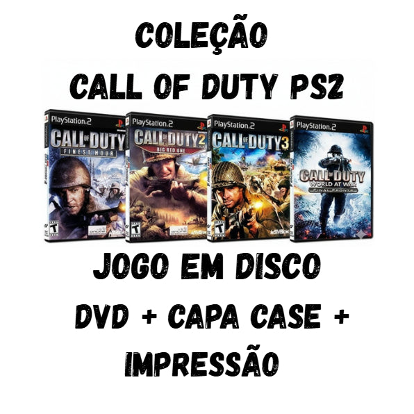 Coleção CALL OF DUTY PS2 em DISCO + CAPA + IMPRESSÃO SÃO 4 JOGOS COMPLETOS