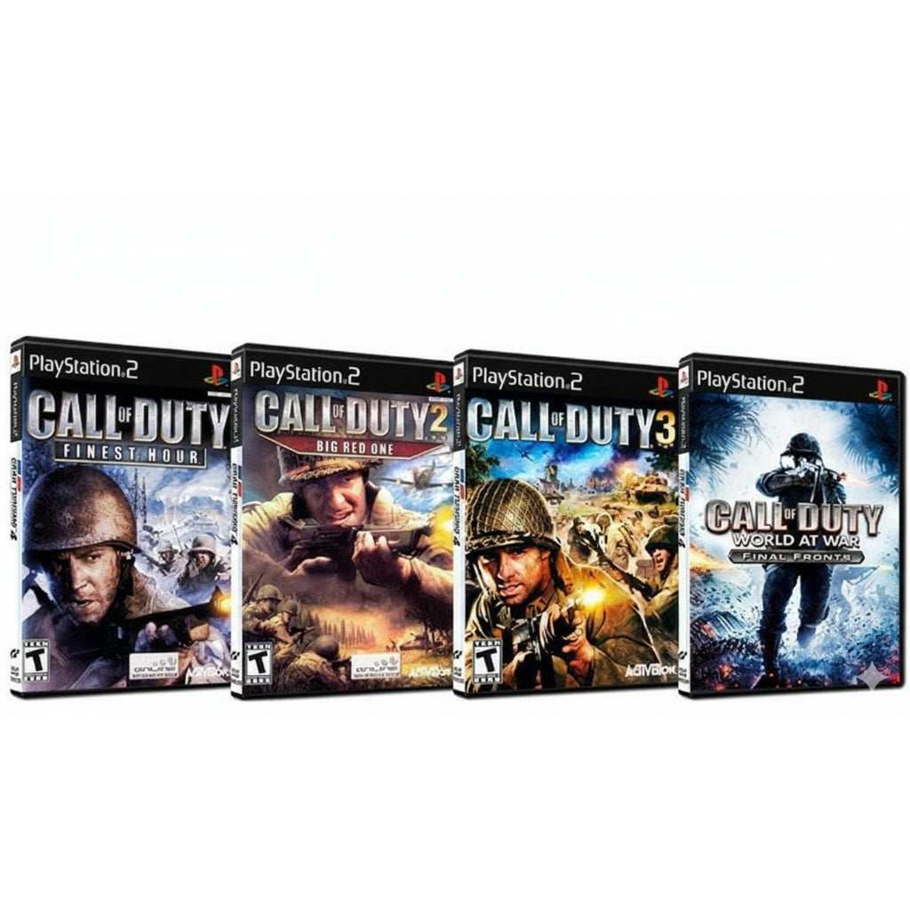 Coleção CALL OF DUTY PS2 em DISCO + CAPA + IMPRESSÃO SÃO 4 JOGOS COMPLETOS