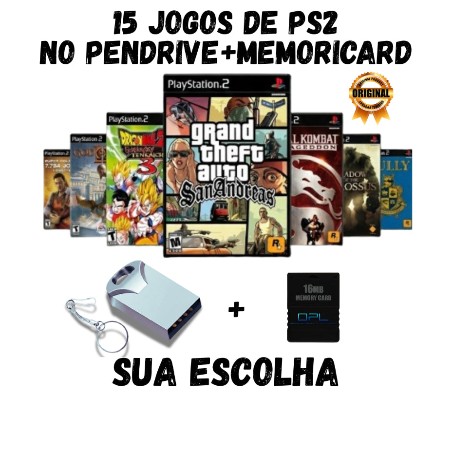 Pendrive PS2 OPL – 15 Jogos à Sua Escolha + Memoricard OPL Pronto para jogar  >> leia a descrição