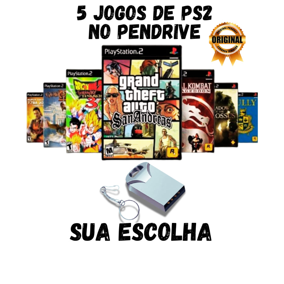 Pendrive PS2 OPL – 5 Jogos à Sua Escolha + Pronto para jogar  >> leia a descrição