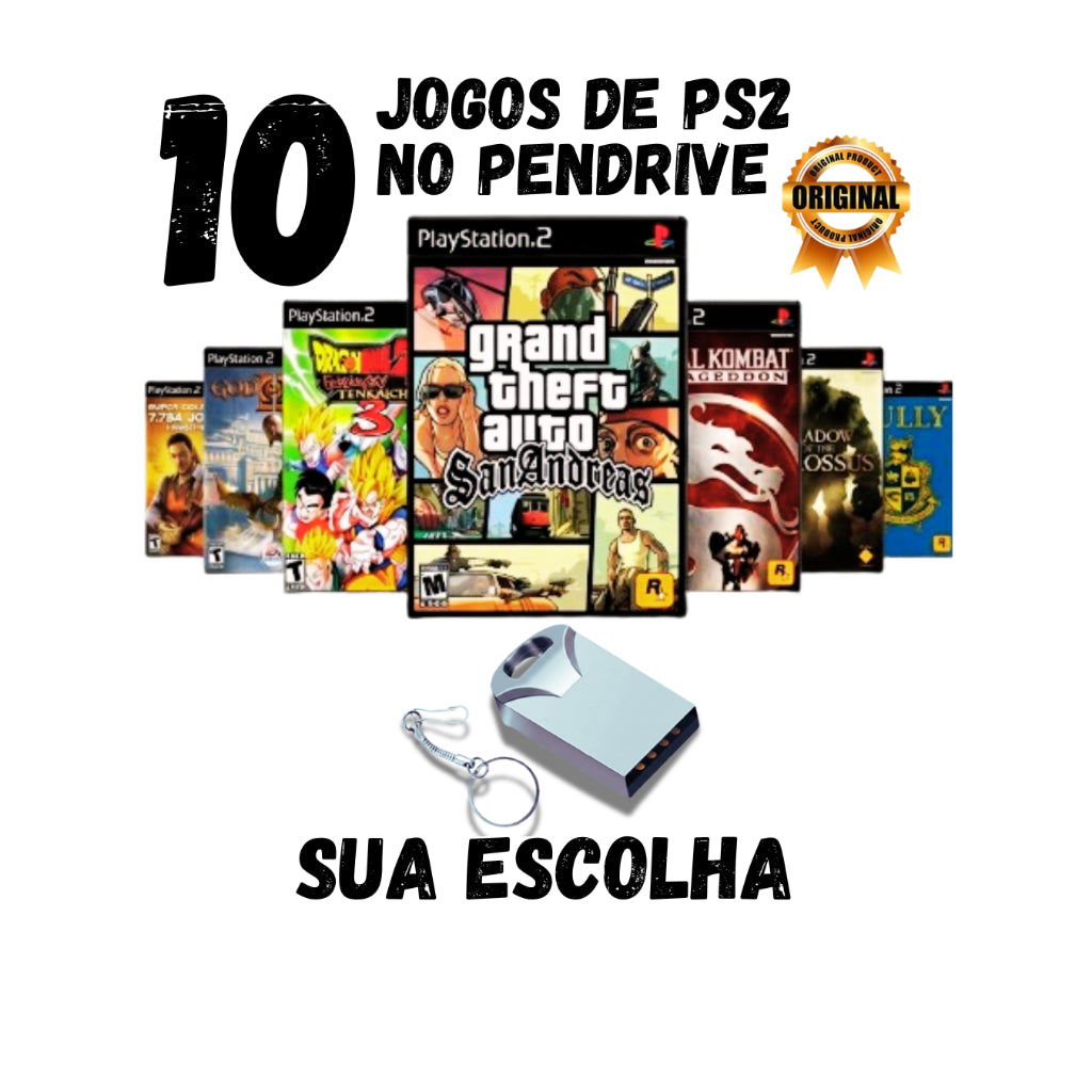 Pendrive com 10 Jogos de PS2 para OPL – Sua escolha