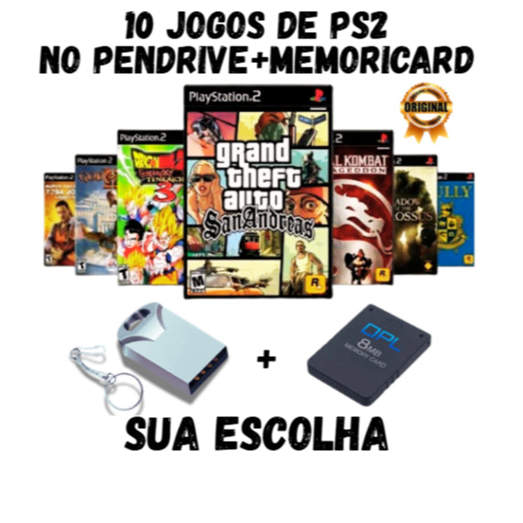 PENDRIVE COM 10 JOGOS + MEMORICARD OPL 8MB DIVERSÃO GARANTIDA >>LEIA A DESCRIÇÃO