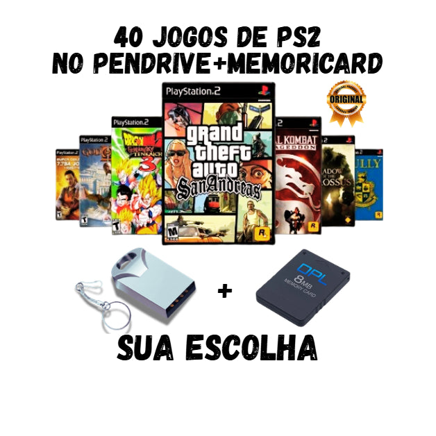 Pendrive PS2 OPL – 5 a 110 Jogos à Sua Escolha + Pronto para jogar  >> leia a descrição