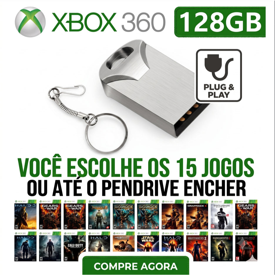 Pendrive 128gb Xbox 360 | Original 2015 | 10 a 15 JOGOS |  Kit Aurora | Personalizado >> Leia a Descrição