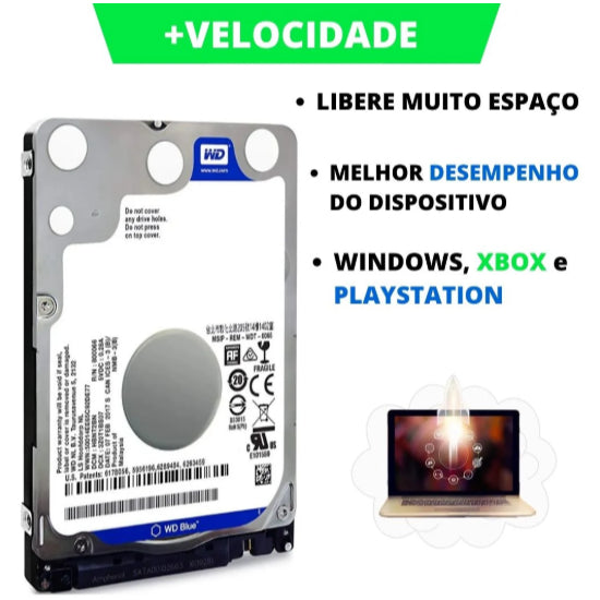 HD 500GB Slim 2.5 Notebook/Xbox/PS3/PS4 - Disco Rígido Interno SATA com NF e Garantia seminovo