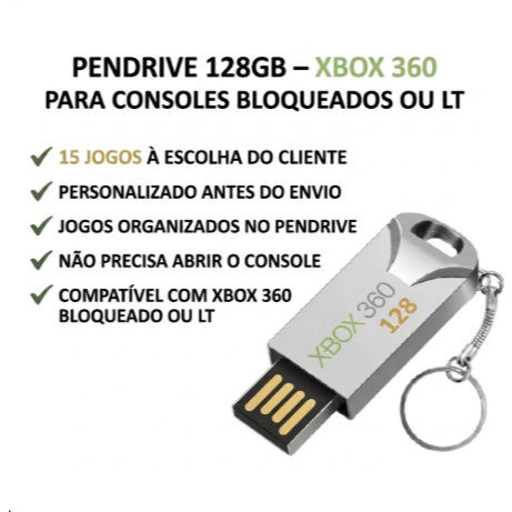 Pendrive 128gb Xbox 360 | Original 2015 | 10 a 15 JOGOS |  Kit Aurora | Personalizado >> Leia a Descrição