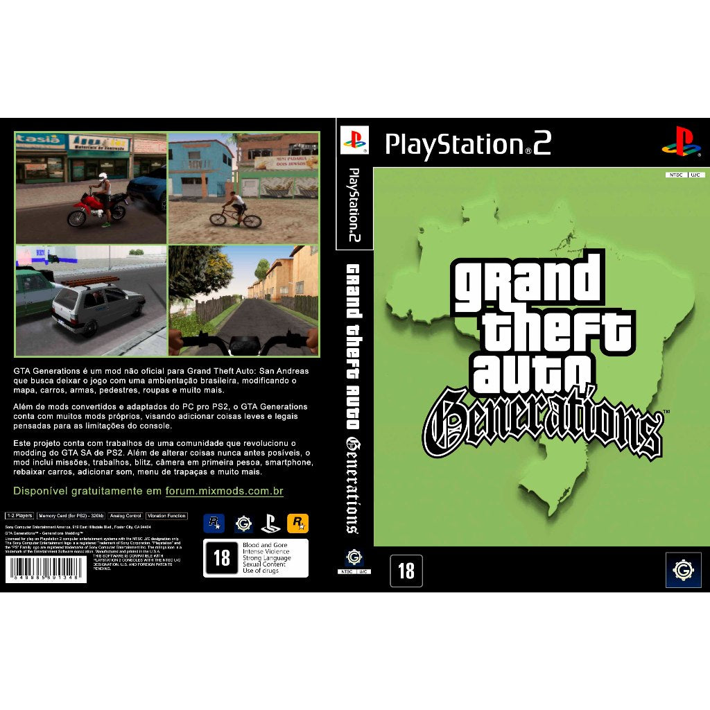 GTA Bras PS2 | Grand Theft Auto Brasil Patch | Jogo PlayStation 2 | DISCO CAPA