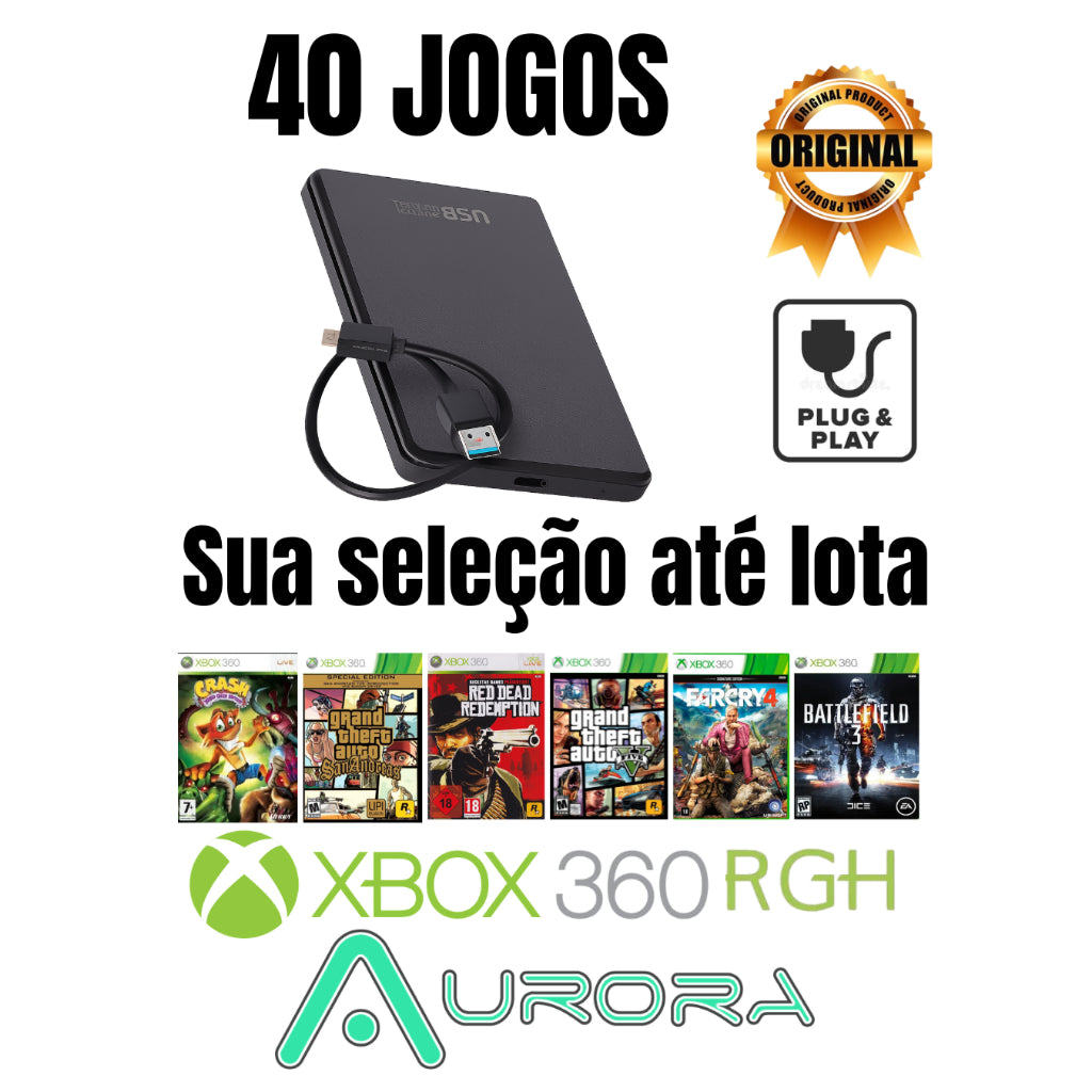 HD PARA XBOX 360 2015 OU RGH FUCIONA EM TODOS! >>  Titulos ja instalado << PLUG & PLAY