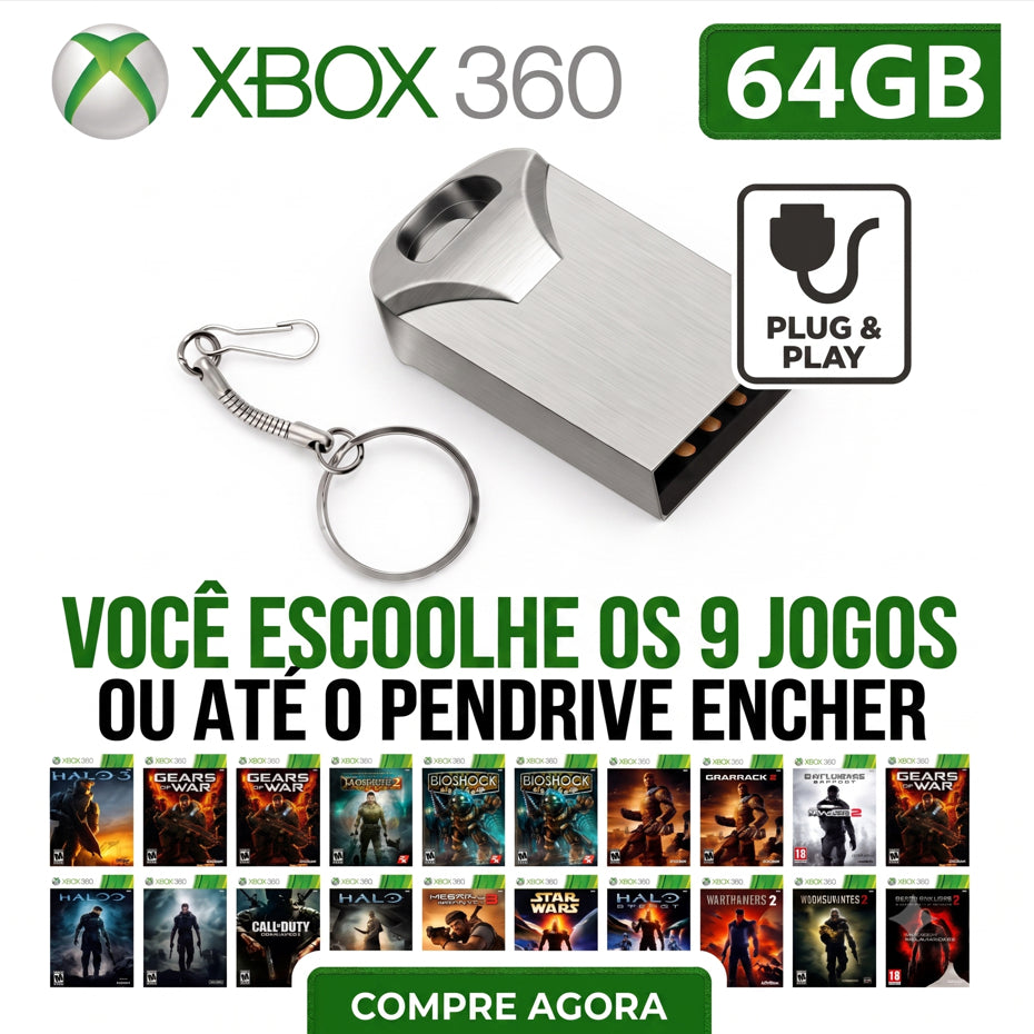 Pendrive 128gb Xbox 360 | Original 2015 | 10 a 15 JOGOS |  Kit Aurora | Personalizado >> Leia a Descrição