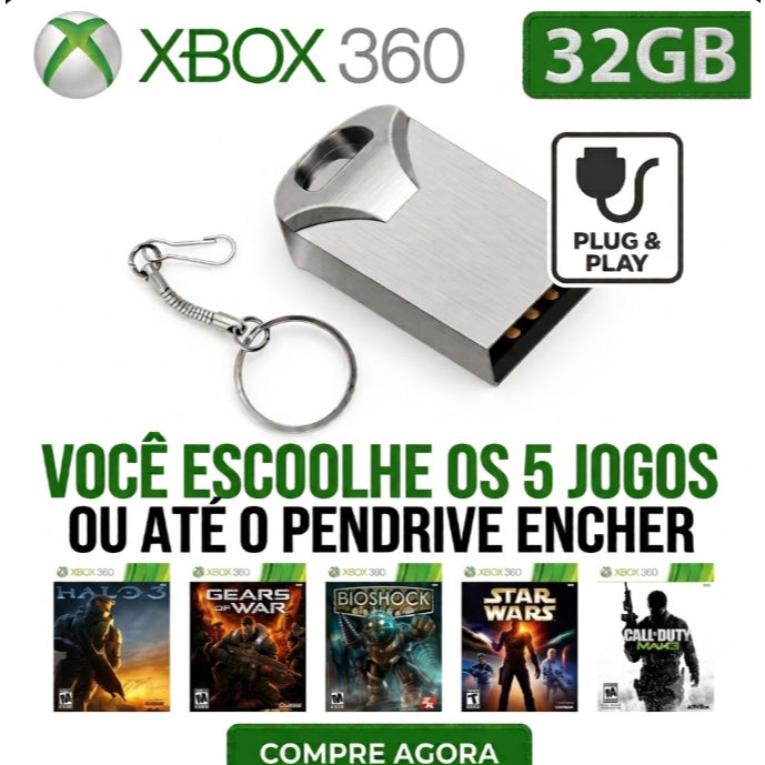 Pendrive 128gb Xbox 360 | Original 2015 | 10 a 15 JOGOS |  Kit Aurora | Personalizado >> Leia a Descrição