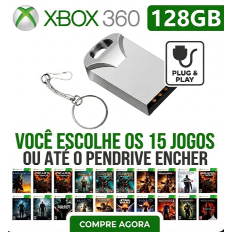 Pendrive 128gb Xbox 360 | Original 2015 | 15 JOGOS |  Kit Aurora | Personalizado >> Leia a Descrição