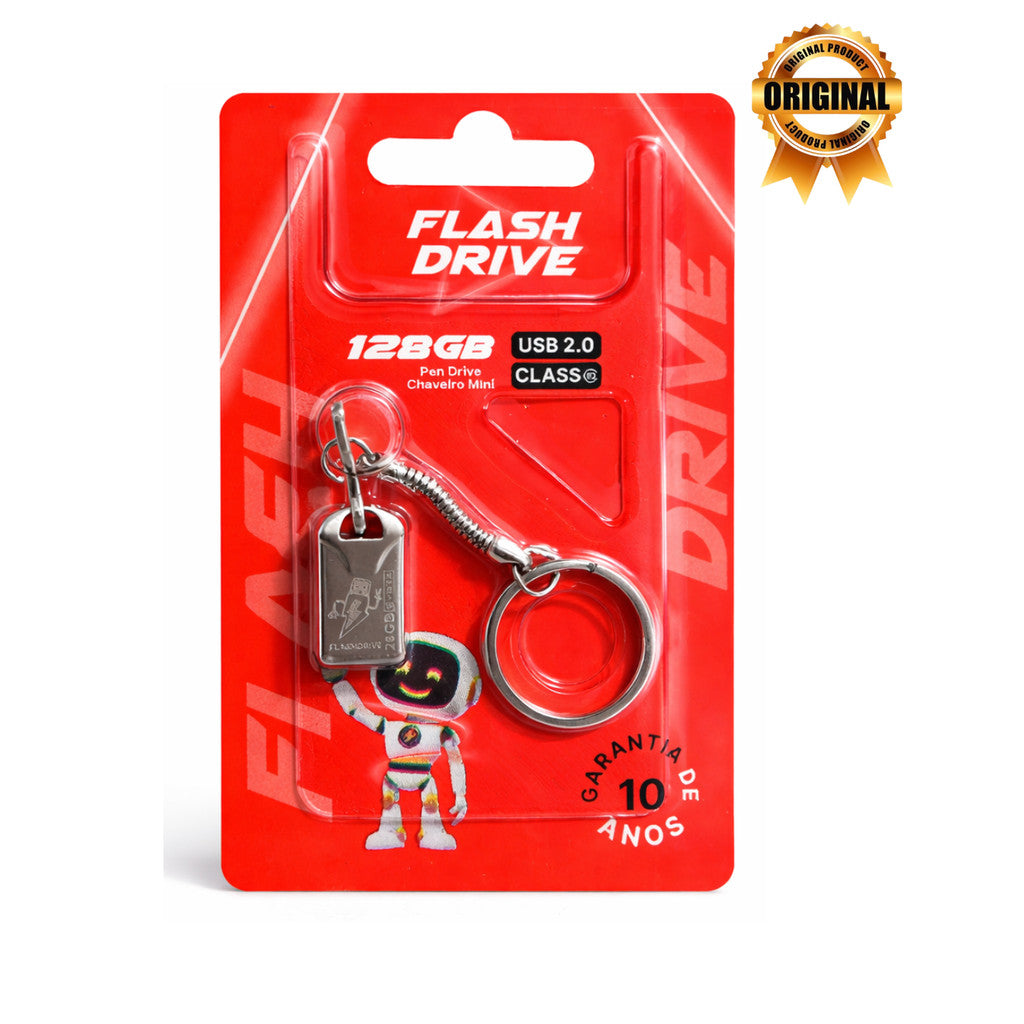 Mini Flash Drive 128GB Metal USB 2.0 Chaveiro Portátil Prata >> PENDRIVE NOVO VAZIO << LEIA A DESCRIÇÃO!!